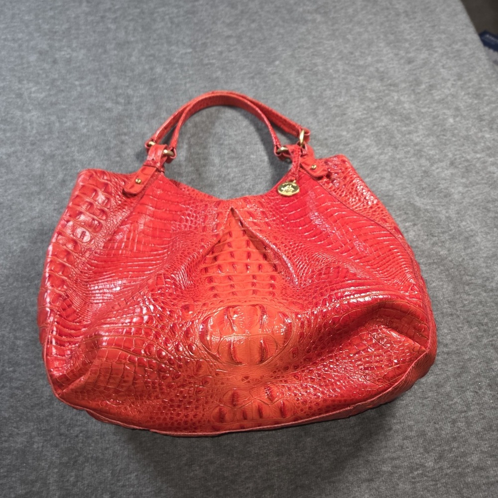 Brahmin Leather Satchel Tote Bag Large Red Mandarin Melbourne